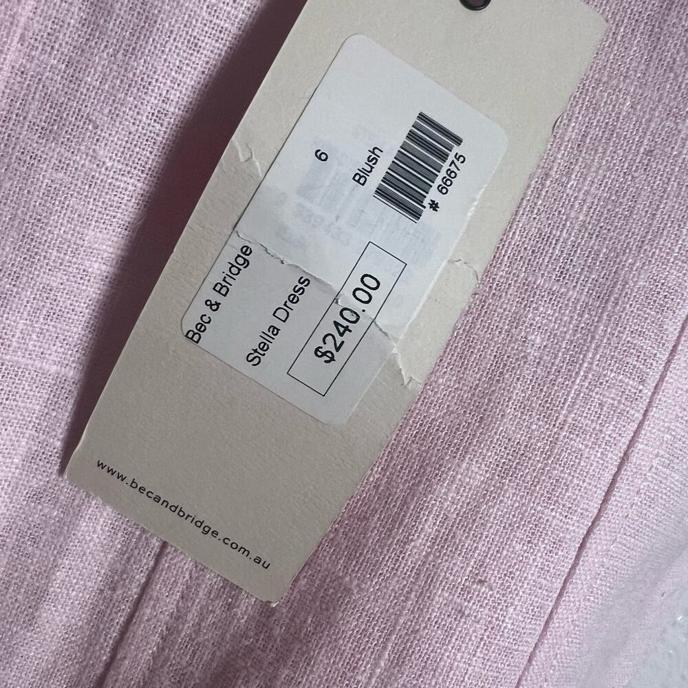 Bec + Bridge Stella Pink Ramie Fitted Sleeveless Scoop Neck Mini Dress Size 6 - Picture 10 of 12